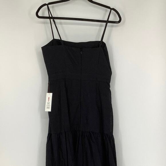 Bardot Size S Black Lokita Tiered Midi Dress Square Neck Spaghetti Straps OS18-4 - Picture 7 of 10